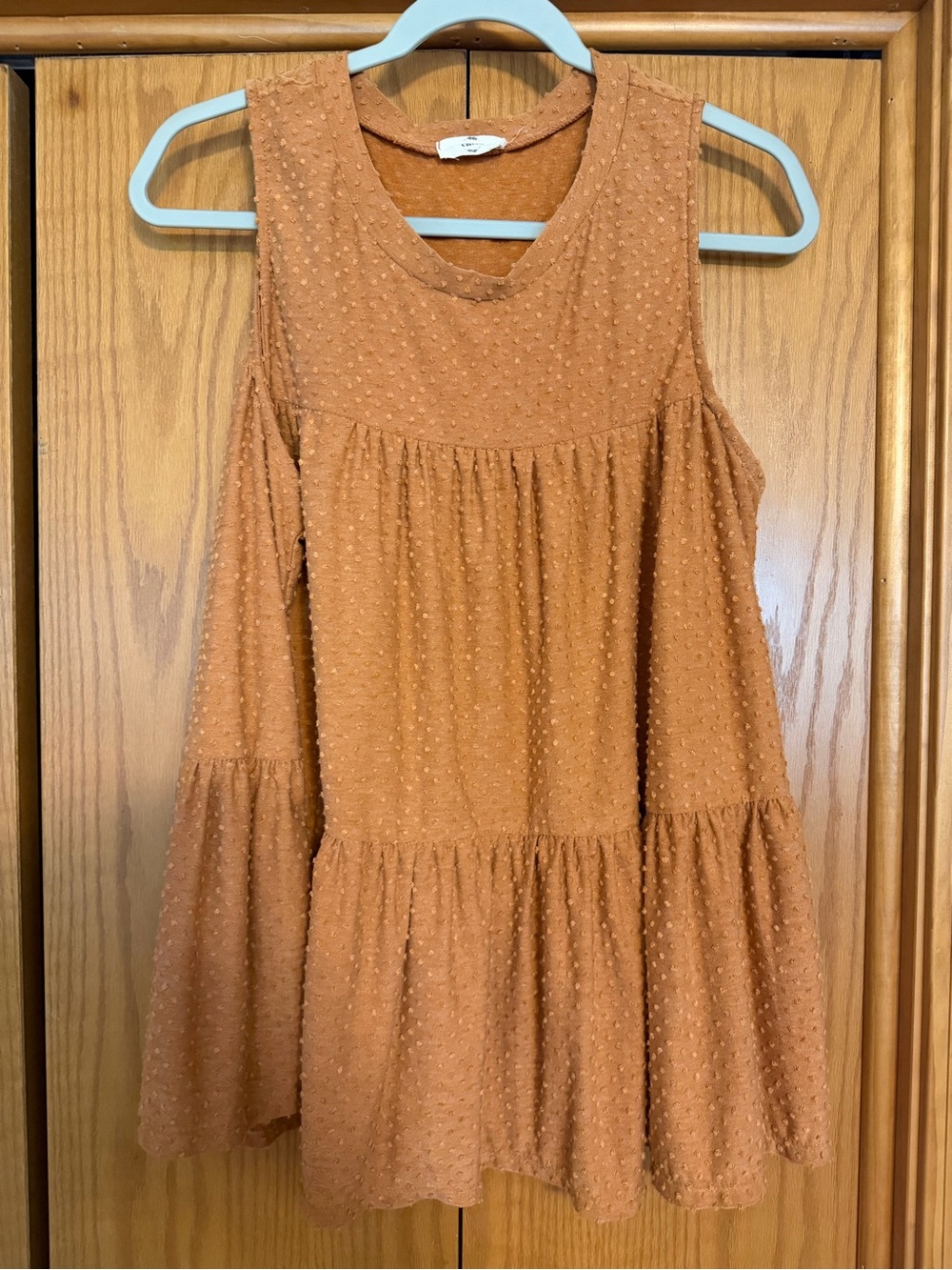 entro Rust-Tone Textured Tiered Tank Dress